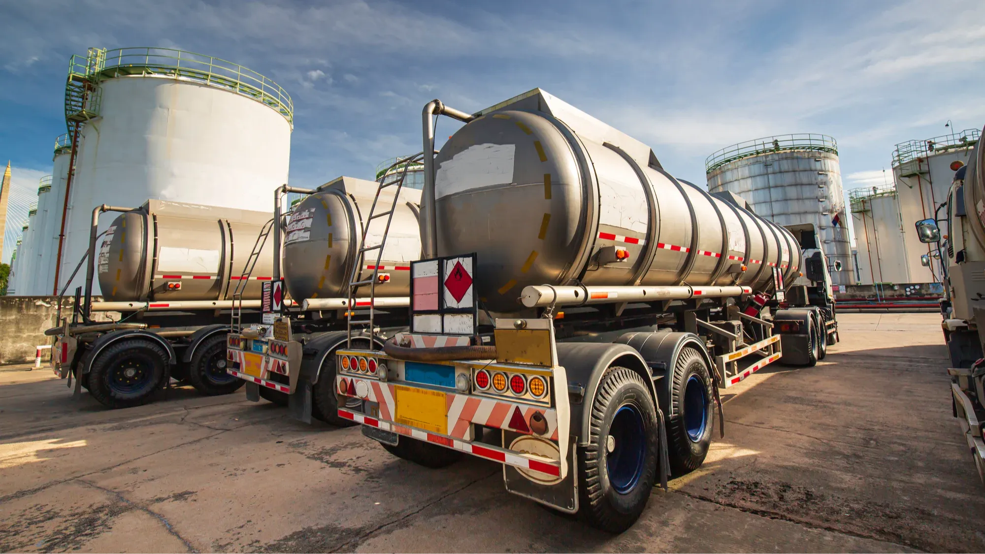 Chemical truck at work site